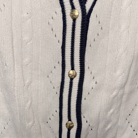 Vintage Pendleton white cable knit varsity striped sweater vest Medium women's - Picture 3 of 4